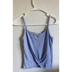 Ashy Blue Hippie Rose Crop Tank with Ties Front Size S